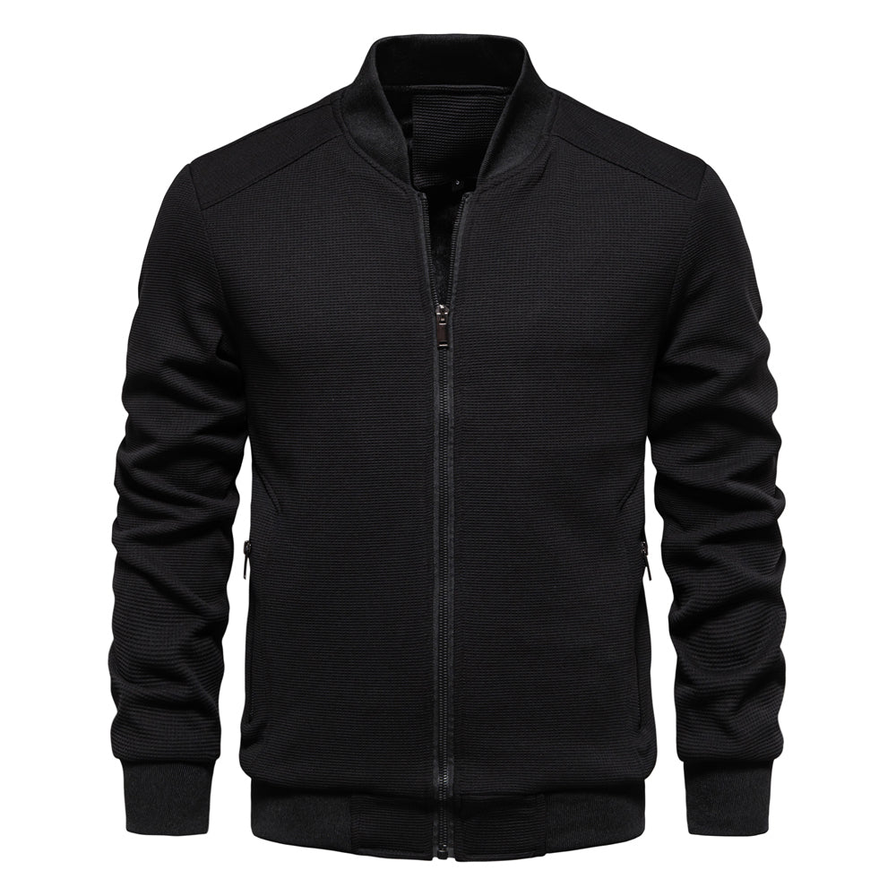 Men Waffle Fleece Lined Zipper Pocket Bomber Jacket Black Men Jackets - Tophatter Daily Deals