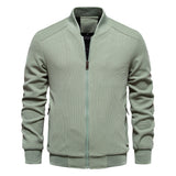 Men Waffle Fleece Lined Zipper Pocket Bomber Jacket Greenish Men Jackets - Tophatter Daily Deals