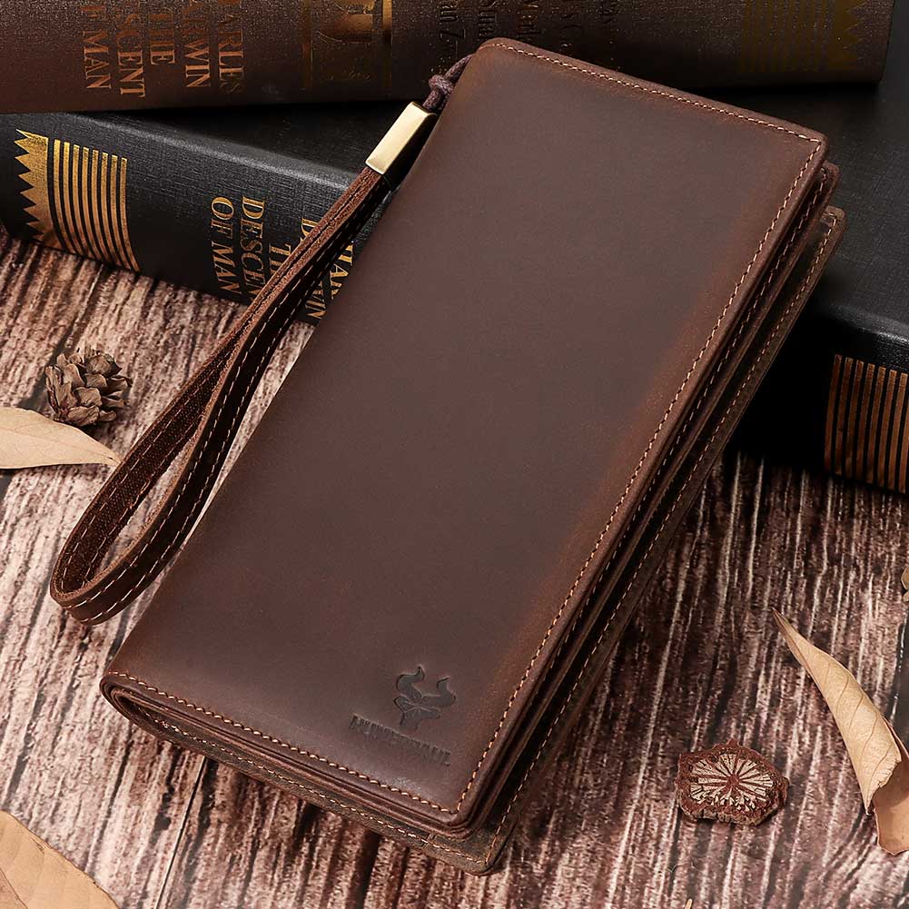 Men Wallets RFID Leather Long Clutch Wallets - Tophatter Daily Deals