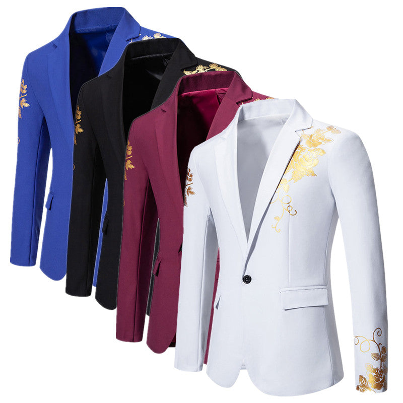 Men Wedding Prom Party Rose Printed Blazers Coats Men Blazer - Tophatter Daily Deals