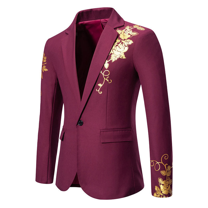 Men Wedding Prom Party Rose Printed Blazers Coats Men Blazer - Tophatter Daily Deals