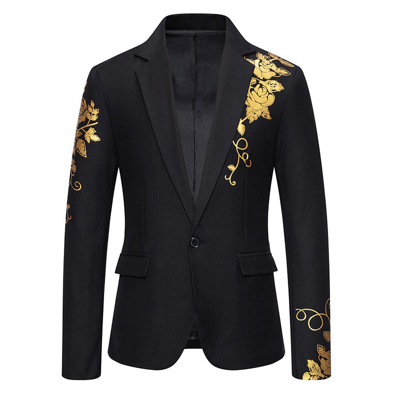 Men Wedding Prom Party Rose Printed Blazers Coats Black Men Blazer - Tophatter Daily Deals