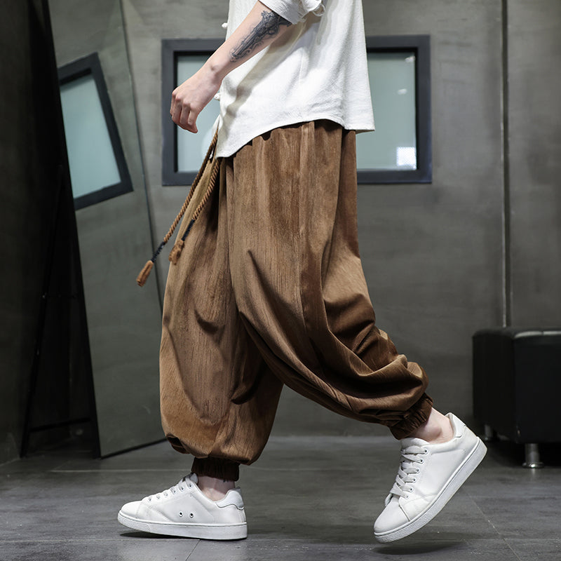 Men Wide Leg Pants Casual Elastic Waist Loose Trousers Pants - Tophatter Daily Deals