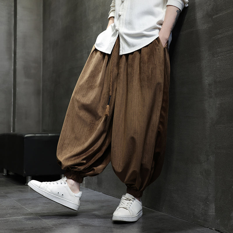 Men Wide Leg Pants Casual Elastic Waist Loose Trousers Pants - Tophatter Daily Deals