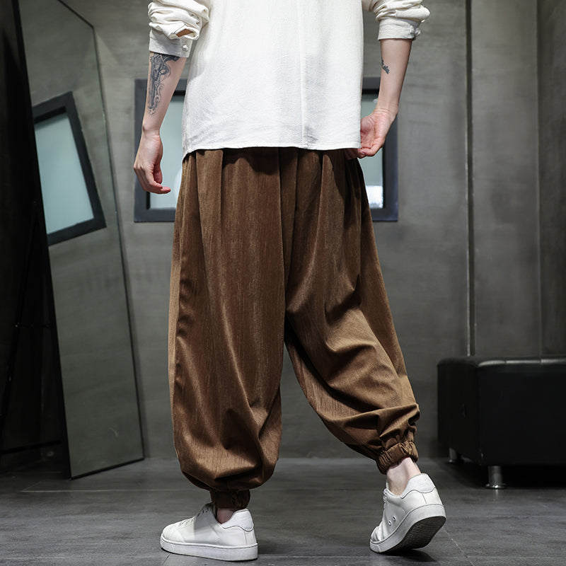 Men Wide Leg Pants Casual Elastic Waist Loose Trousers Pants - Tophatter Daily Deals