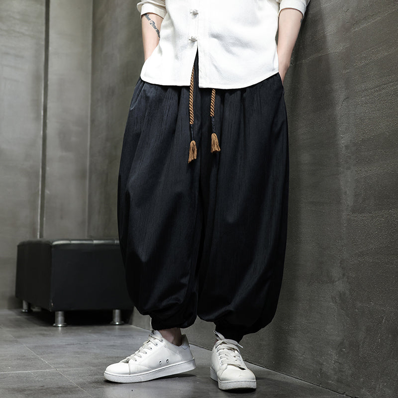 Men Wide Leg Pants Casual Elastic Waist Loose Trousers Pants - Tophatter Daily Deals
