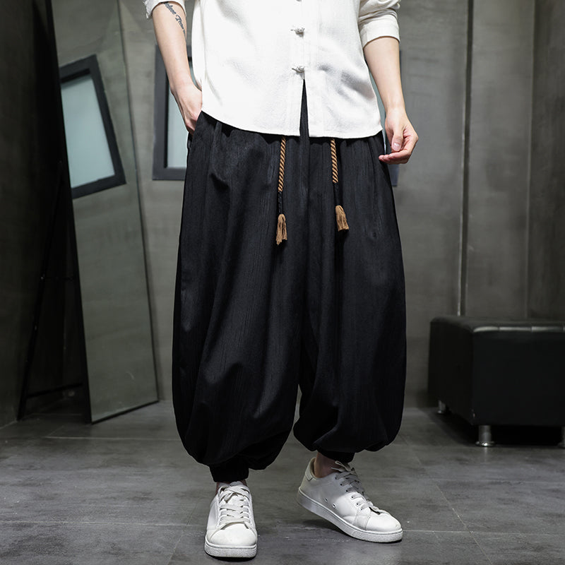 Men Wide Leg Pants Casual Elastic Waist Loose Trousers Pants - Tophatter Daily Deals