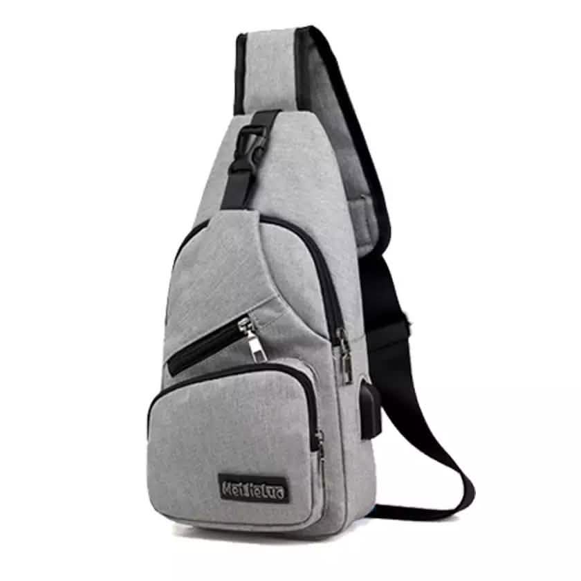 Men Women Crossbody Shoulder Bag with USB Port Gray Handbags & Wallets - Tophatter Daily Deals