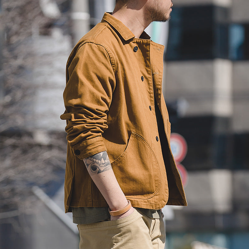 Men Work Wear Cotton Coats Multi Pocket Jacket Men's Clothing - Tophatter Daily Deals