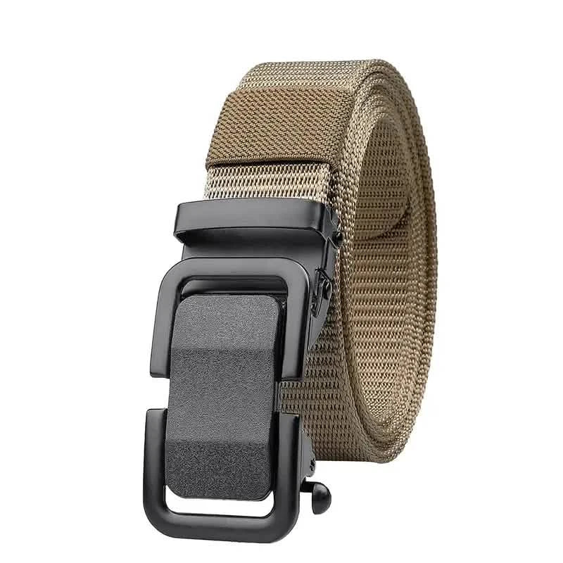 Men's Automatic Metal Buckle Nylon Canvas Webbing Belt Brown Belts & Ties - Tophatter Daily Deals
