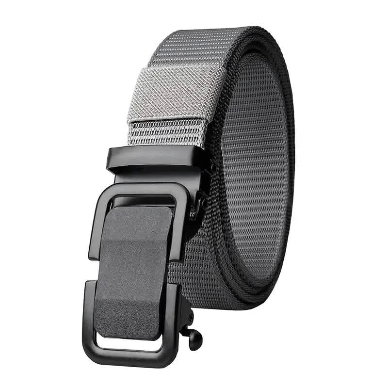 Men's Automatic Metal Buckle Nylon Canvas Webbing Belt Gray Belts & Ties - Tophatter Daily Deals