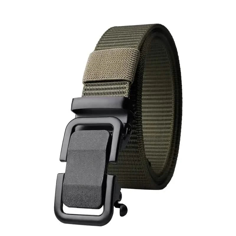 Men's Automatic Metal Buckle Nylon Canvas Webbing Belt Green Belts & Ties - Tophatter Daily Deals
