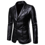 Men's Blazer Faux Leather Jacket Black Men's Outerwear - Tophatter Daily Deals