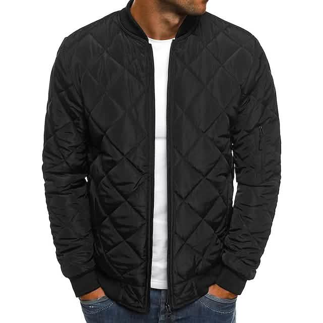Men's Bomber Quilted Diamond Padded Jacket Black Men's Outerwear - Tophatter Daily Deals