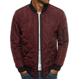 Men's Bomber Quilted Diamond Padded Jacket Burgundy Men's Outerwear - Tophatter Daily Deals