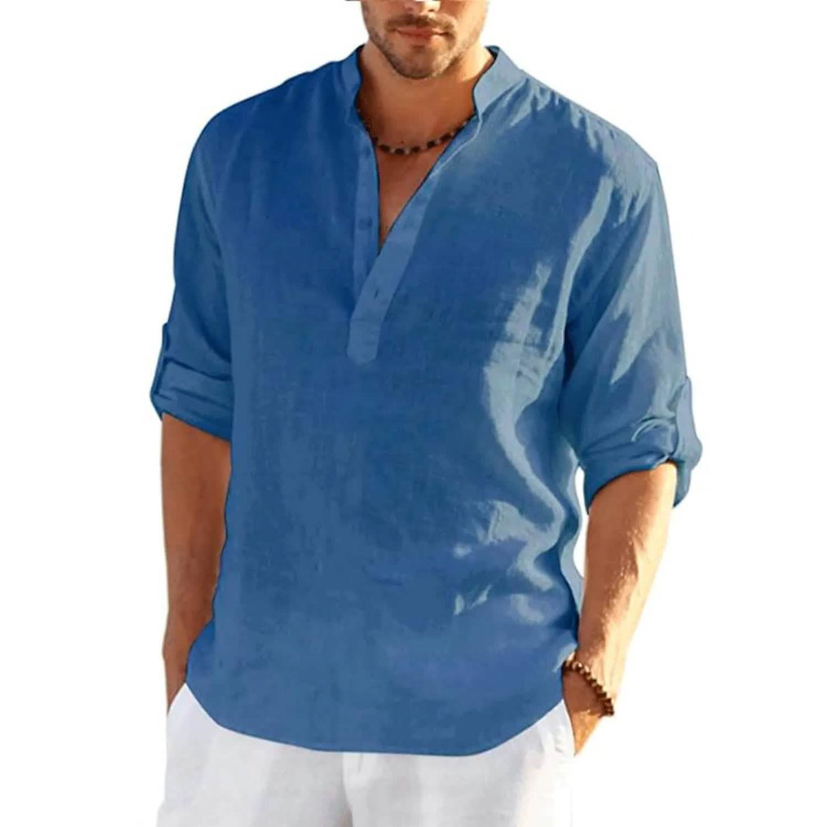 Men's Breathable Quick Dry Button Down Shirt T-Shirt Top Denim Blue Men's Tops - Tophatter Daily Deals