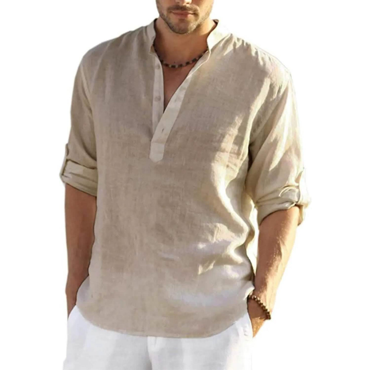 Men's Breathable Quick Dry Button Down Shirt T-Shirt Top Khaki Men's Tops - Tophatter Daily Deals