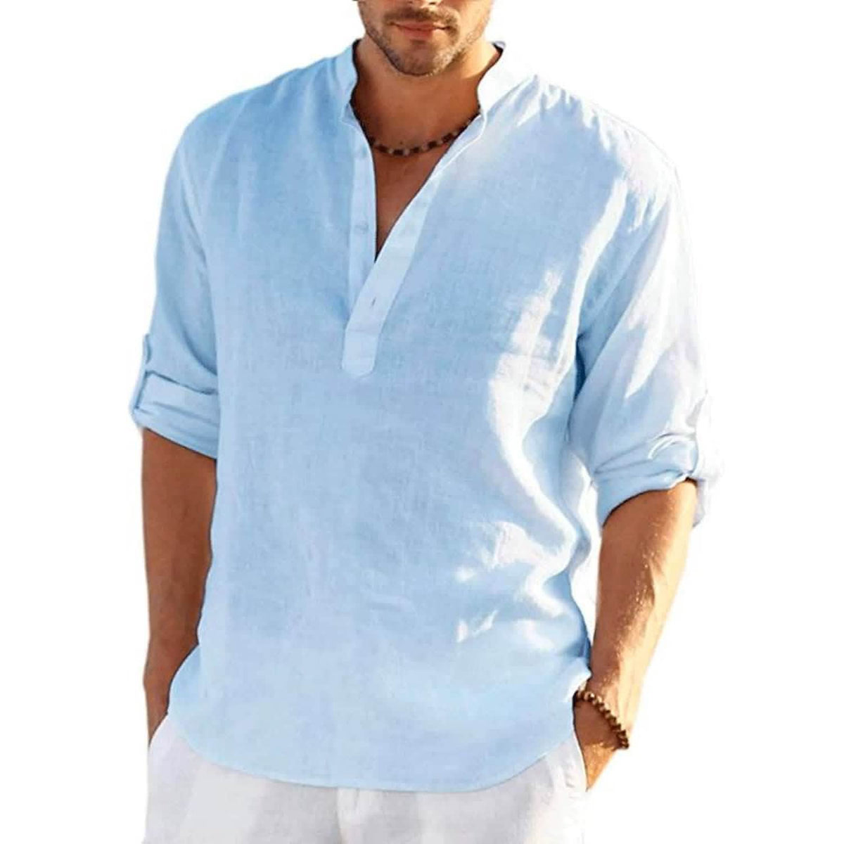 Men's Breathable Quick Dry Button Down Shirt T-Shirt Top Light Blue Men's Tops - Tophatter Daily Deals