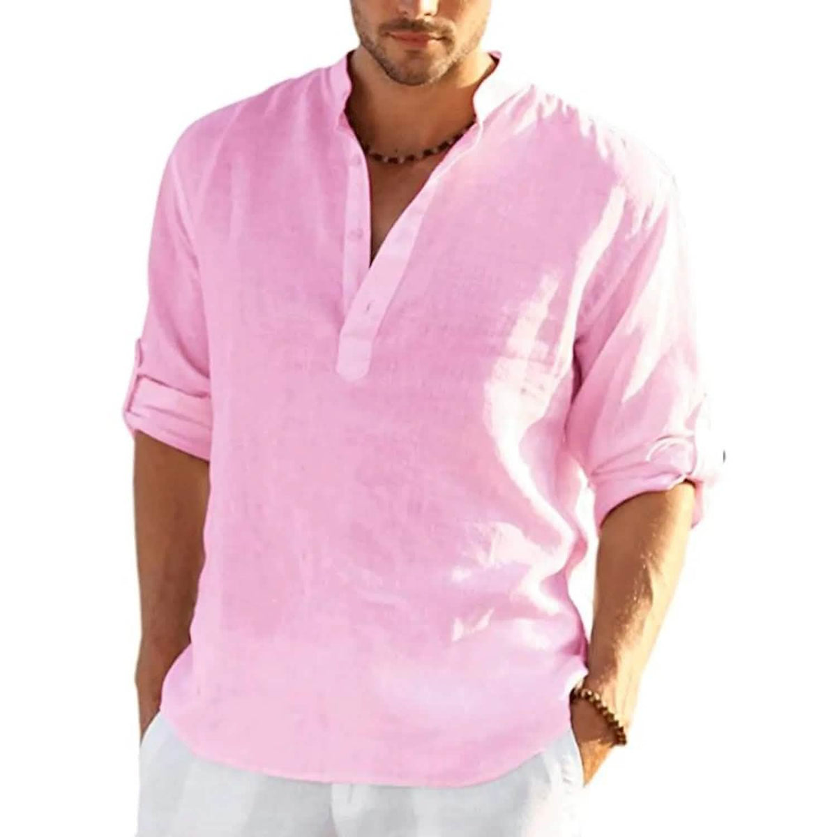 Men's Breathable Quick Dry Button Down Shirt T-Shirt Top Pink Men's Tops - Tophatter Daily Deals