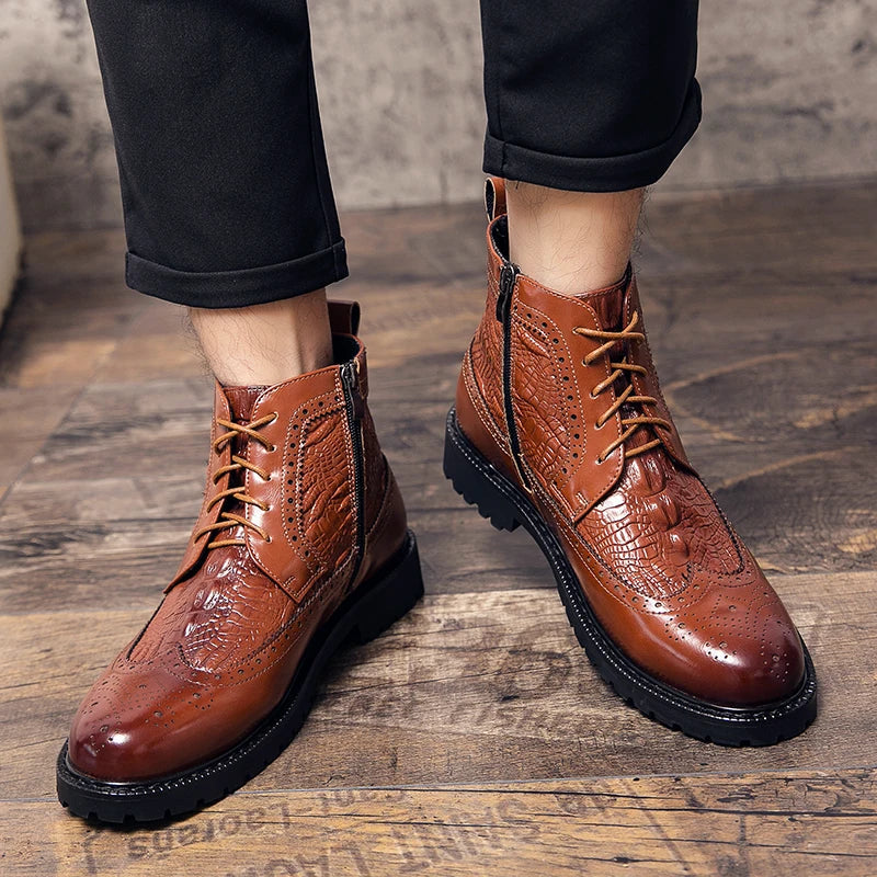 Men's Brogue Leather Boots Boots - Tophatter Daily Deals