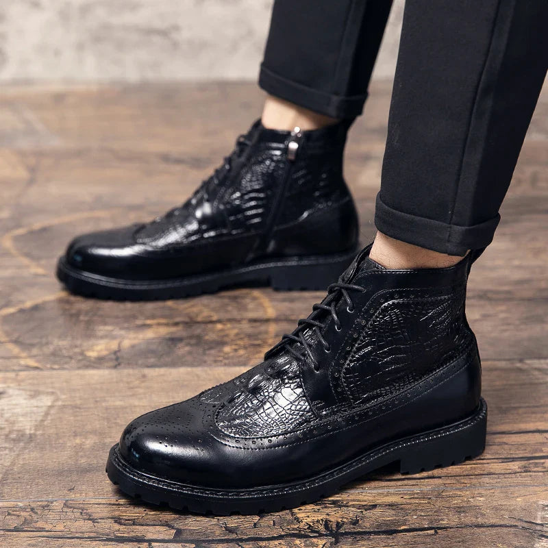 Men's Brogue Leather Boots Boots - Tophatter Daily Deals
