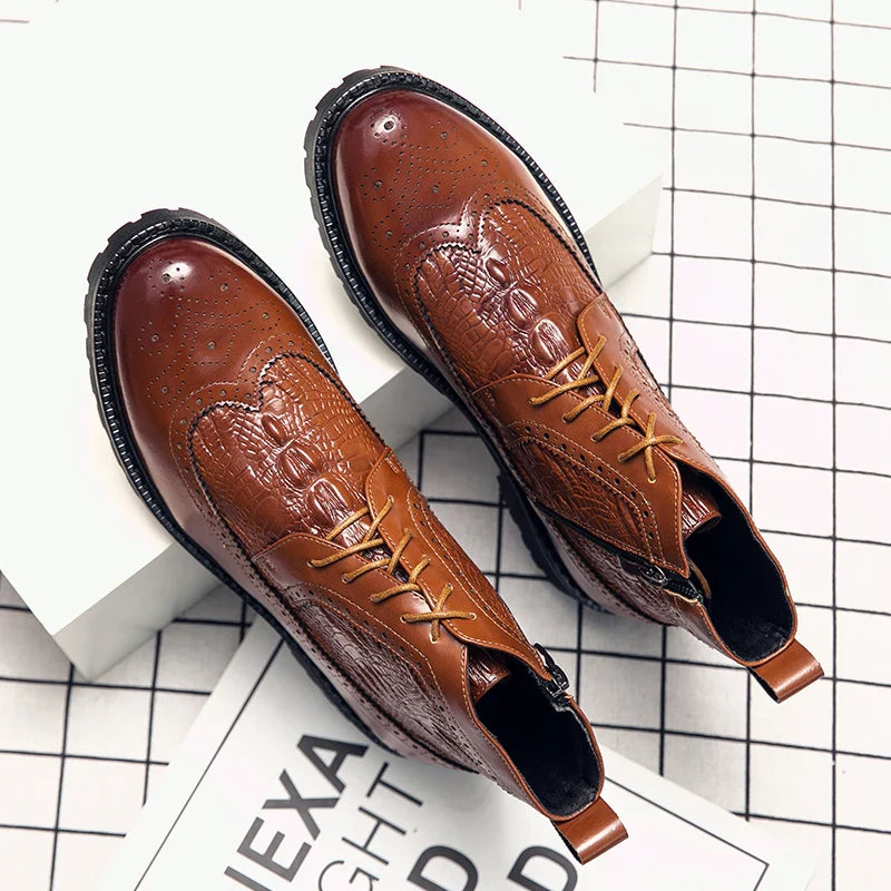 Men's Brogue Leather Boots Boots - Tophatter Daily Deals