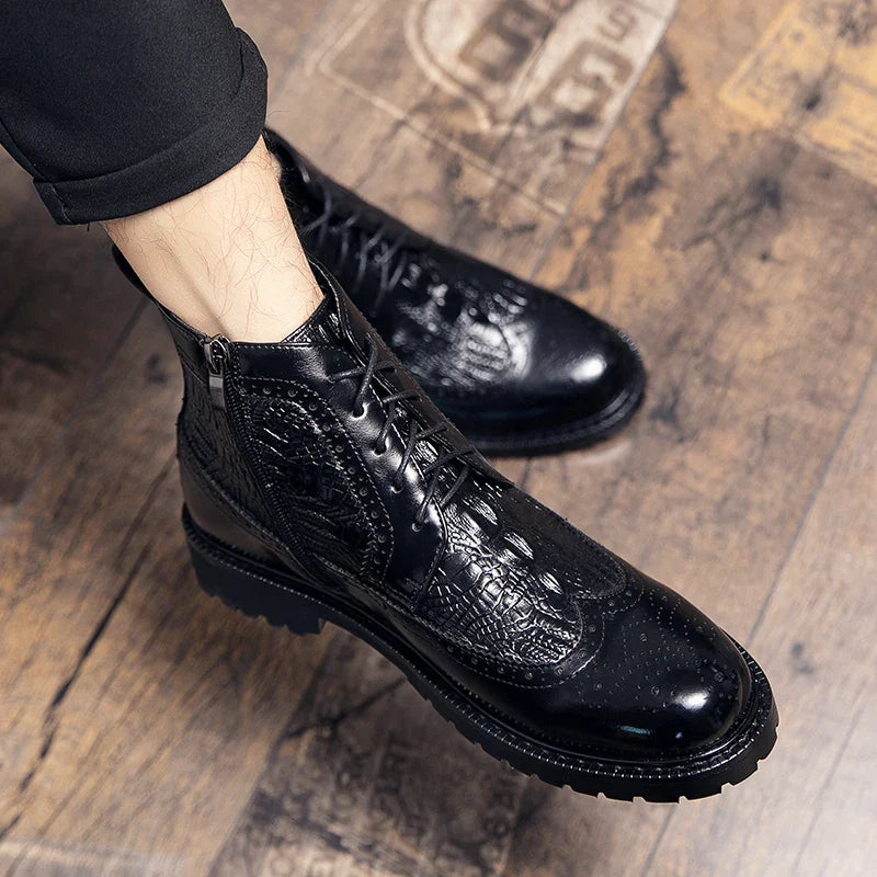 Men's Brogue Leather Boots Boots - Tophatter Daily Deals
