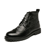 Men's Brogue Leather Boots Black Boots - Tophatter Daily Deals