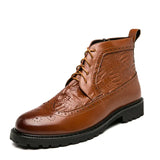 Men's Brogue Leather Boots Brown Boots - Tophatter Daily Deals