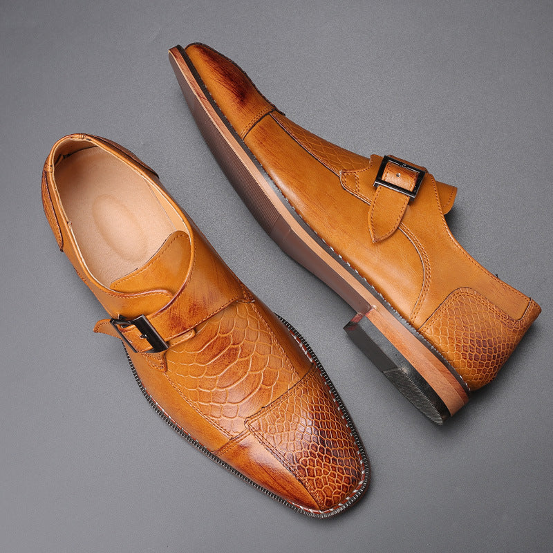 Men's Business Snakeskin Grain Leather Brogues Shoes Men Shoes - Tophatter Daily Deals