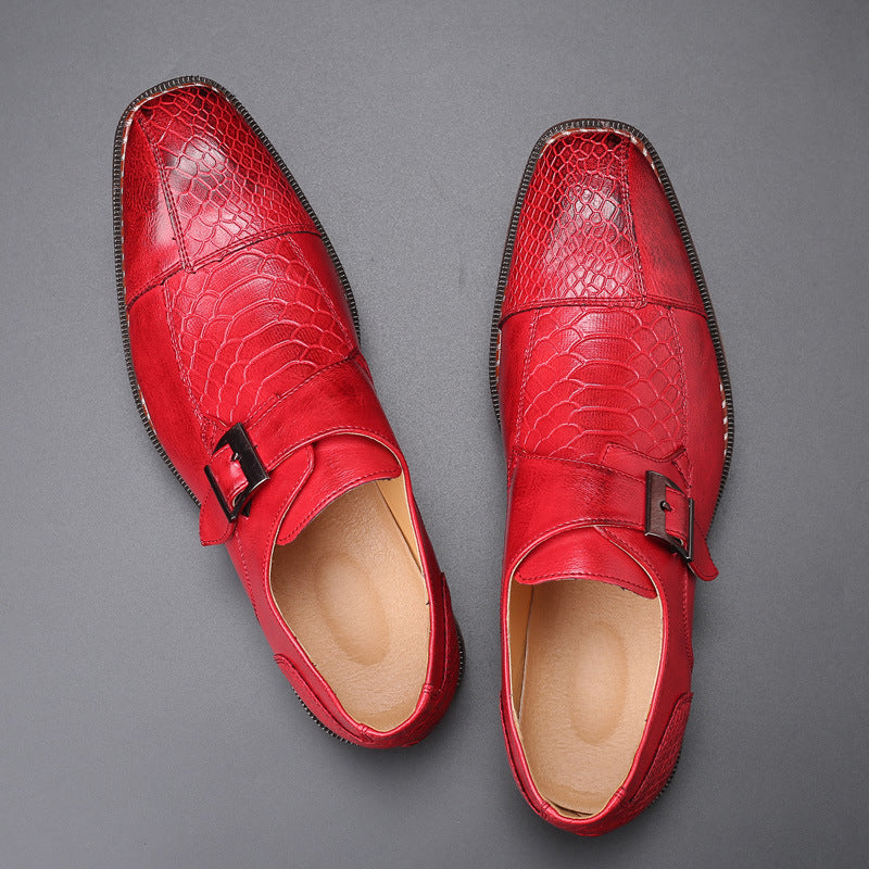 Men's Business Snakeskin Grain Leather Brogues Shoes Men Shoes - Tophatter Daily Deals