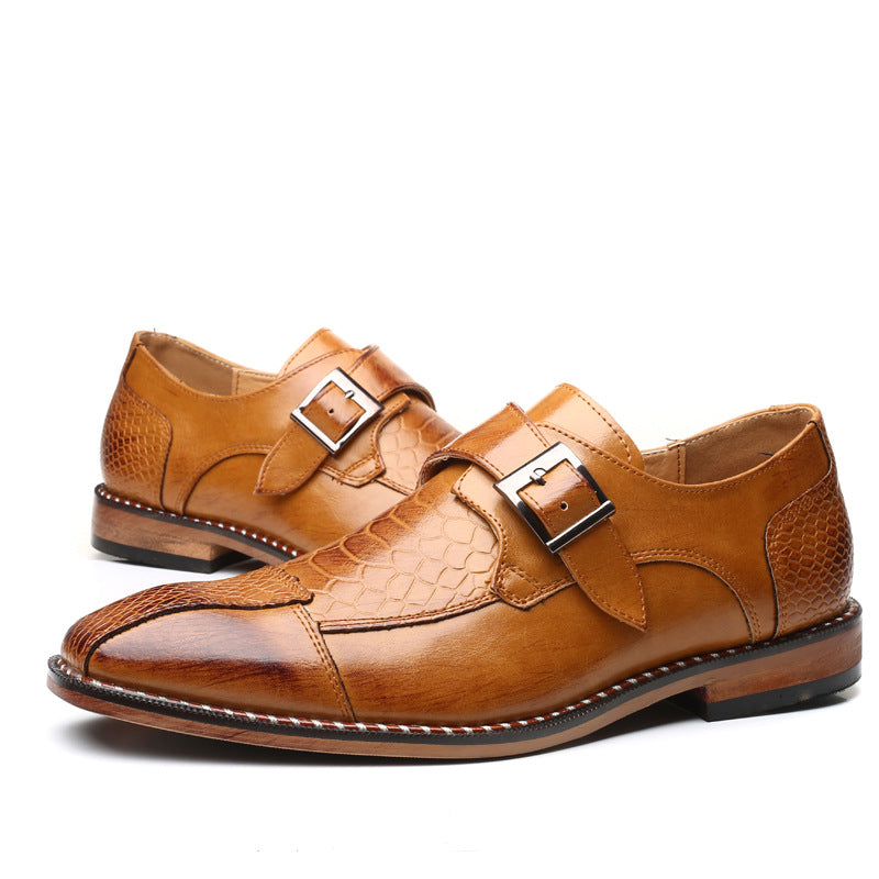 Men's Business Snakeskin Grain Leather Brogues Shoes Men Shoes - Tophatter Daily Deals