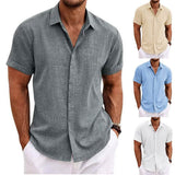 Men's Button Down Shirt Short Sleeve Plain Lapel Men's Tops - Tophatter Daily Deals