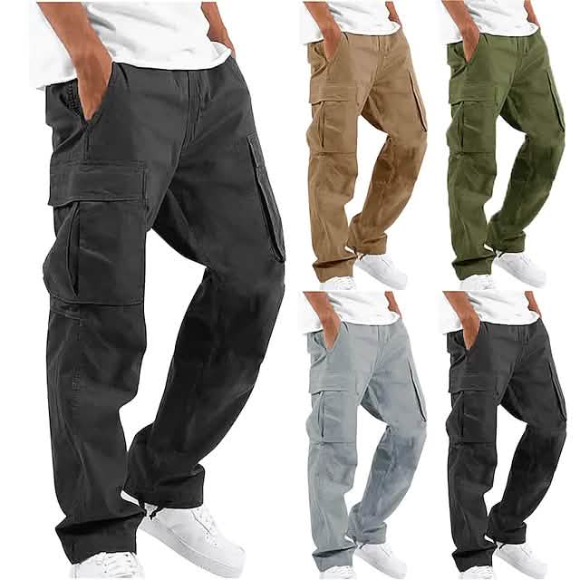 Men's Cargo Pants Trousers Drawstring Elastic Waist Multi Pocket Men's Bottoms - Tophatter Daily Deals