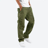 Men's Cargo Pants Trousers Drawstring Elastic Waist Multi Pocket Green Men's Bottoms - Tophatter Daily Deals