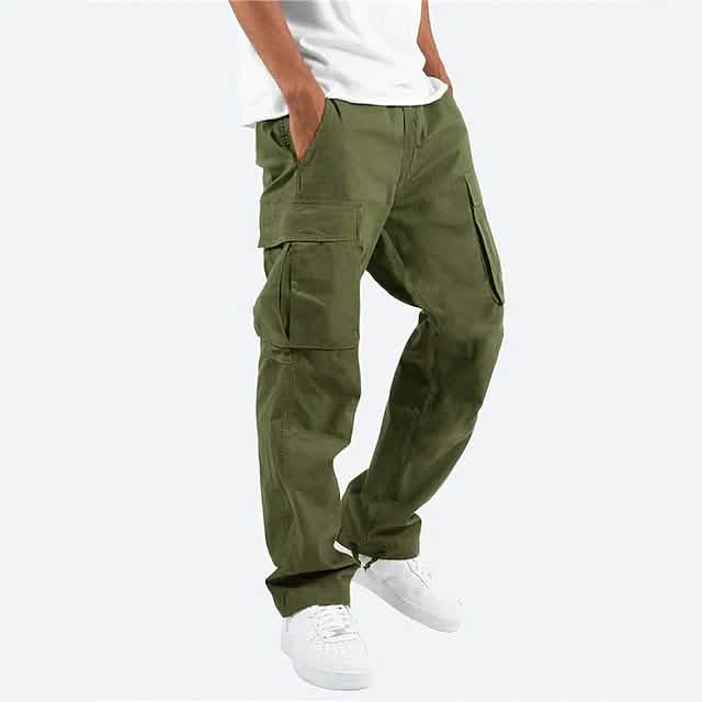 Men's Cargo Pants Trousers Drawstring Elastic Waist Multi Pocket Green Men's Bottoms - Tophatter Daily Deals