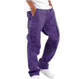 Men's Cargo Pants Trousers Drawstring Elastic Waist Multi Pocket Purple Men's Bottoms - Tophatter Daily Deals
