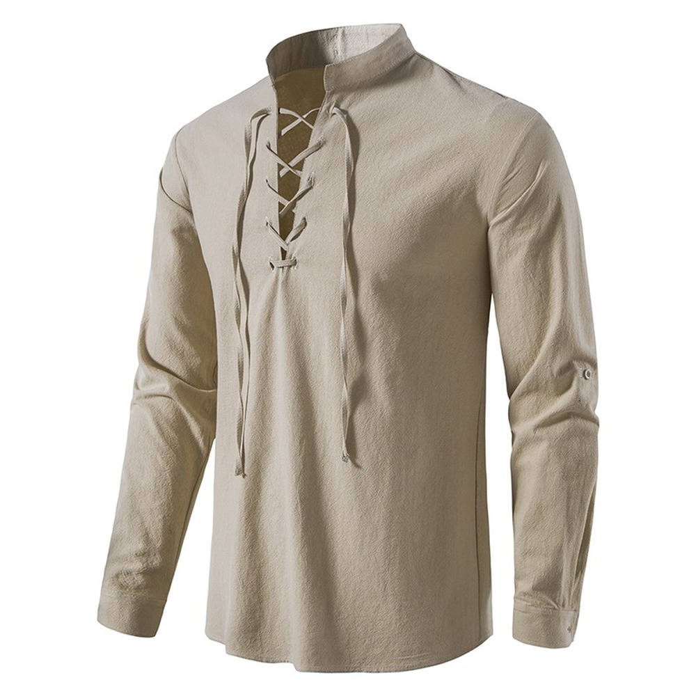 Men's Casual Blouse Cotton Linen Shirt Men T-Shirts - Tophatter Daily Deals