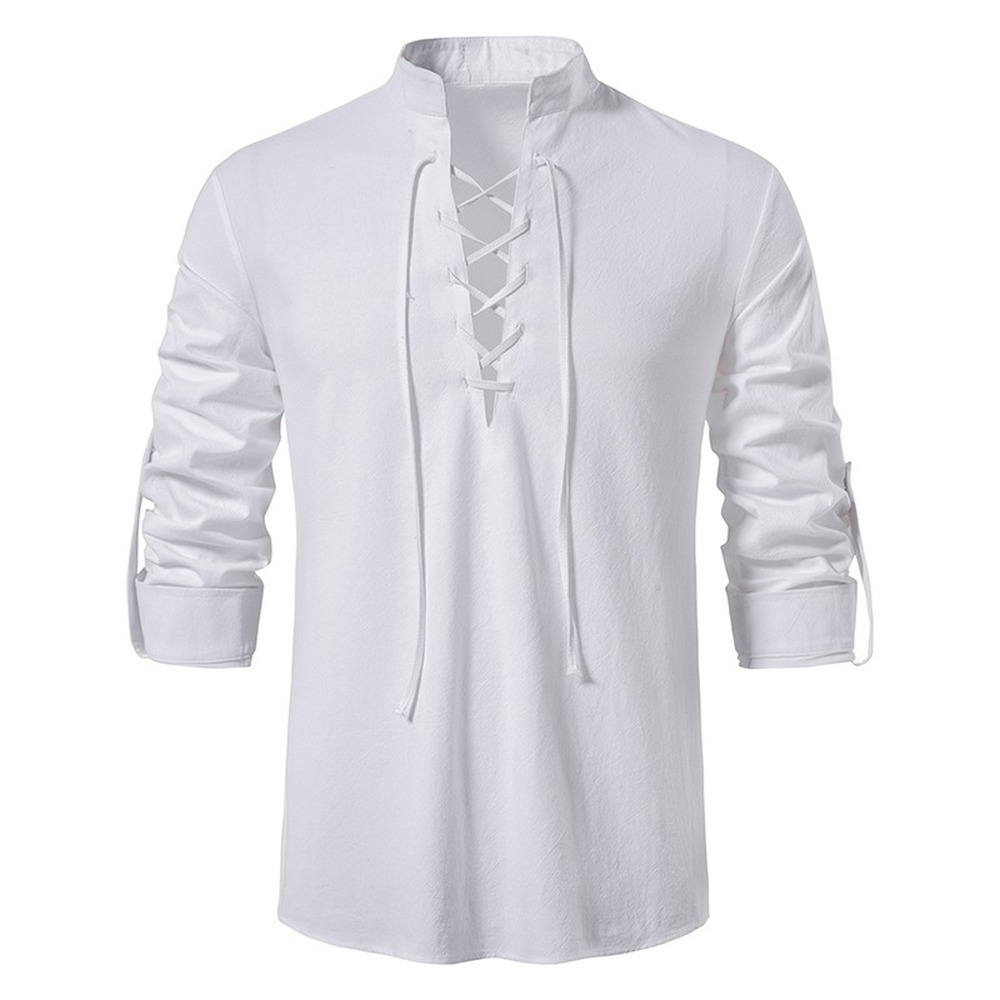 Men's Casual Blouse Cotton Linen Shirt Men T-Shirts - Tophatter Daily Deals