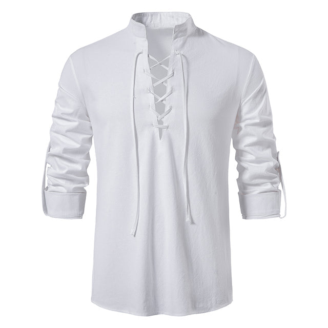 Men's Casual Blouse Cotton Linen Shirt White Men T-Shirts - Tophatter Daily Deals
