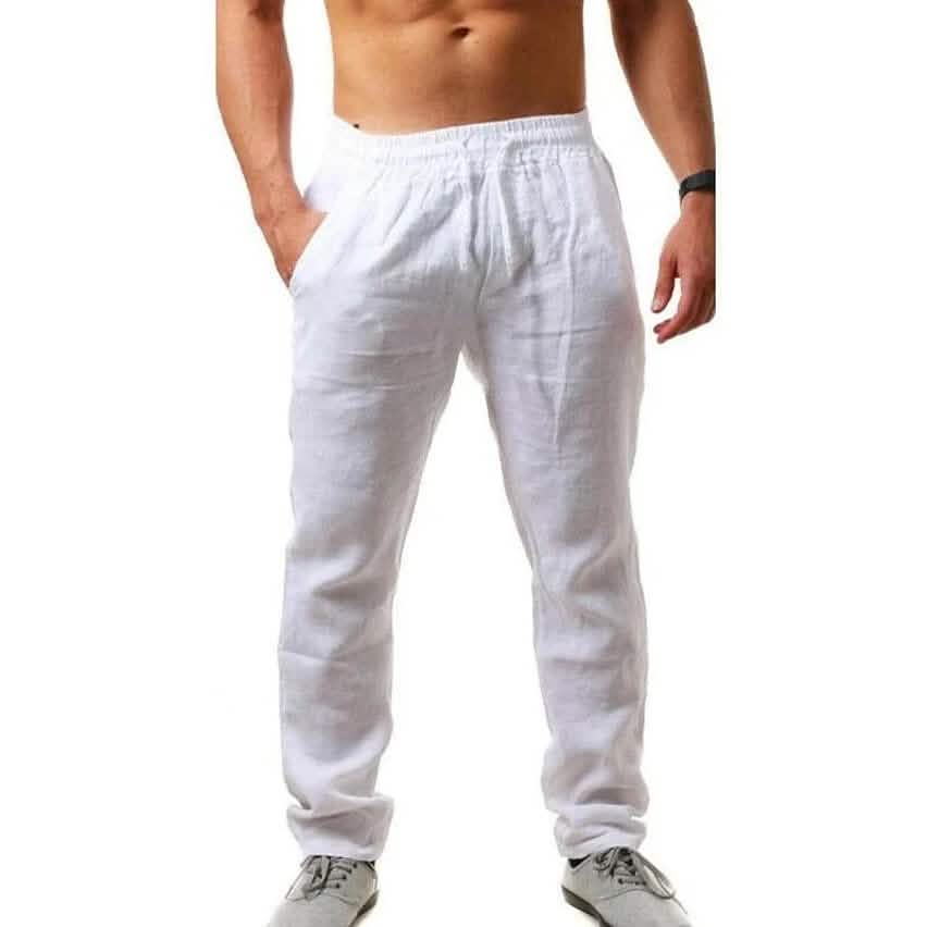 Men's Casual Breathable Straight Pants White Men's Bottoms - Tophatter Daily Deals