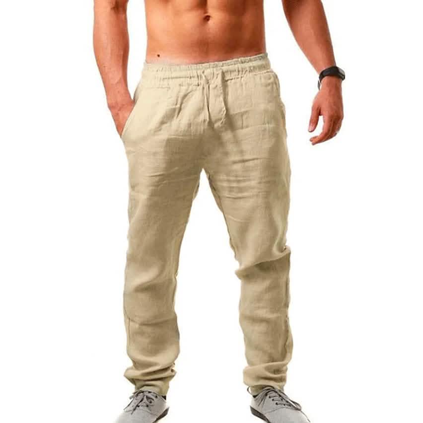 Men's Casual Breathable Straight Pants Yellow Men's Bottoms - Tophatter Daily Deals