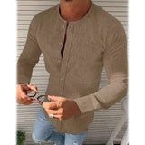 Men's Casual Solid Long Sleeve Shirt Brown Men's Tops - Tophatter Daily Deals