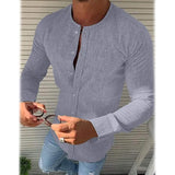Men's Casual Solid Long Sleeve Shirt Dark Gray Men's Tops - Tophatter Daily Deals