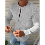 Men's Casual Solid Long Sleeve Shirt Gray Men's Tops - Tophatter Daily Deals