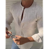 Men's Casual Solid Long Sleeve Shirt Khaki Men's Tops - Tophatter Daily Deals