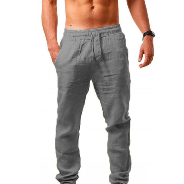 Men's Cotton Linen Long Pants Dark Grey Pants - Tophatter Daily Deals