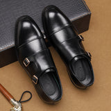 Men's Double Buckle Brogues Shoes Men Shoes - Tophatter Daily Deals