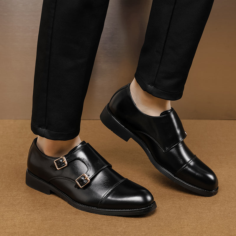 Men's Double Buckle Brogues Shoes Men Shoes - Tophatter Daily Deals