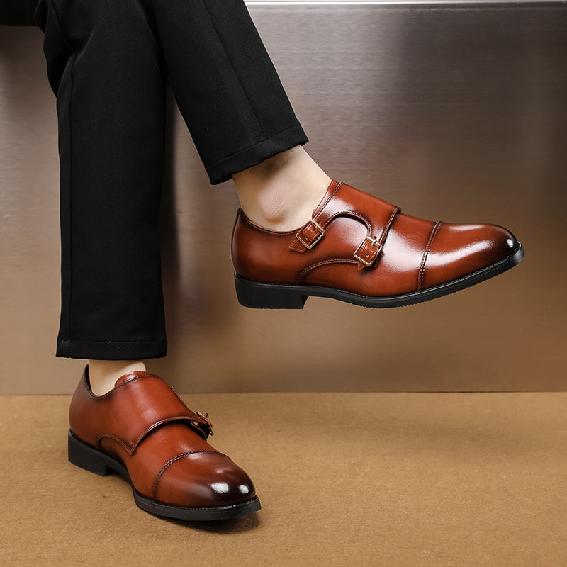 Men's Double Buckle Brogues Shoes Men Shoes - Tophatter Daily Deals